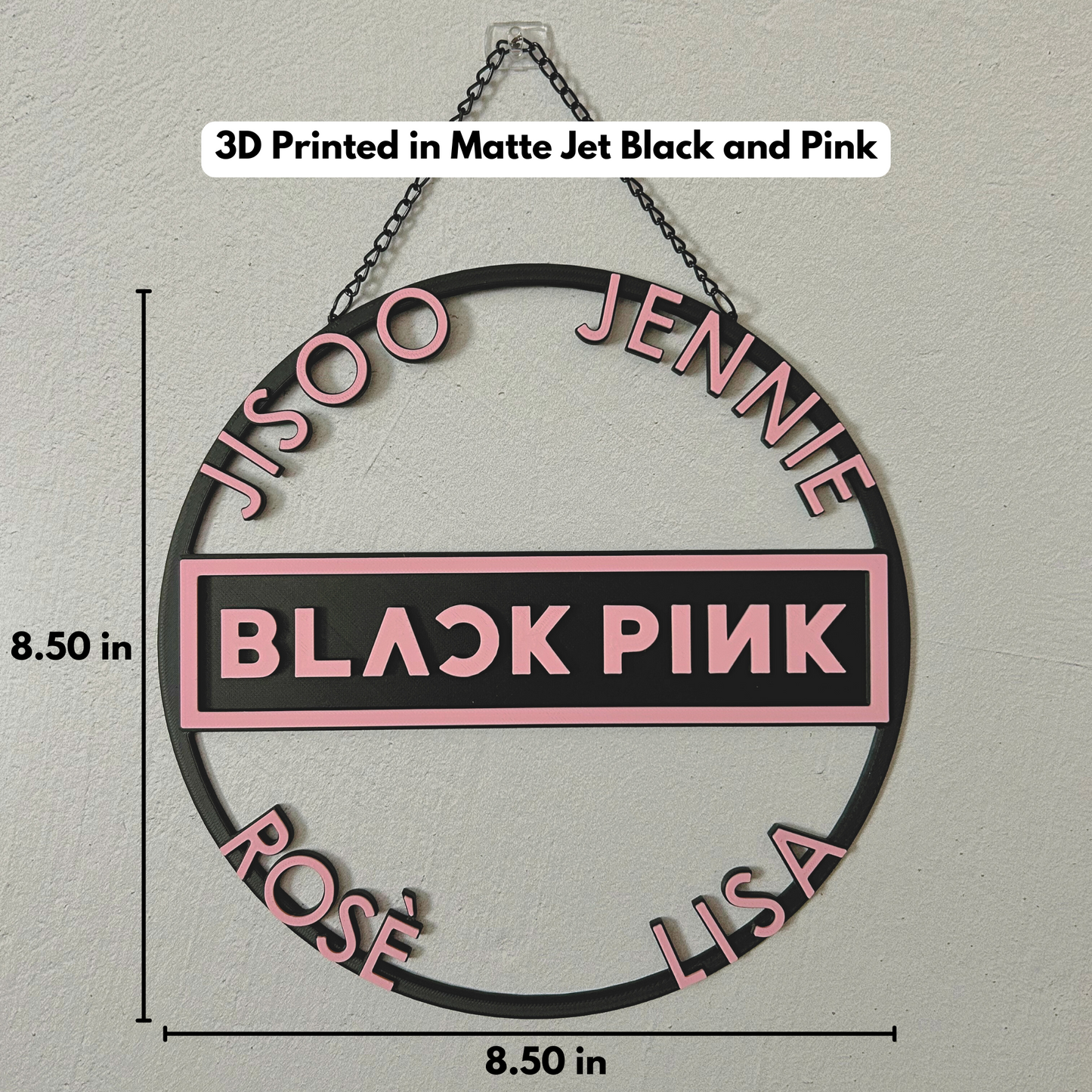 3D-Printed Black Pink Round Wall Décor | Black Pink Jisoo | Black Pink Lisa | Black Pink Rose | Black Pink Jennie |